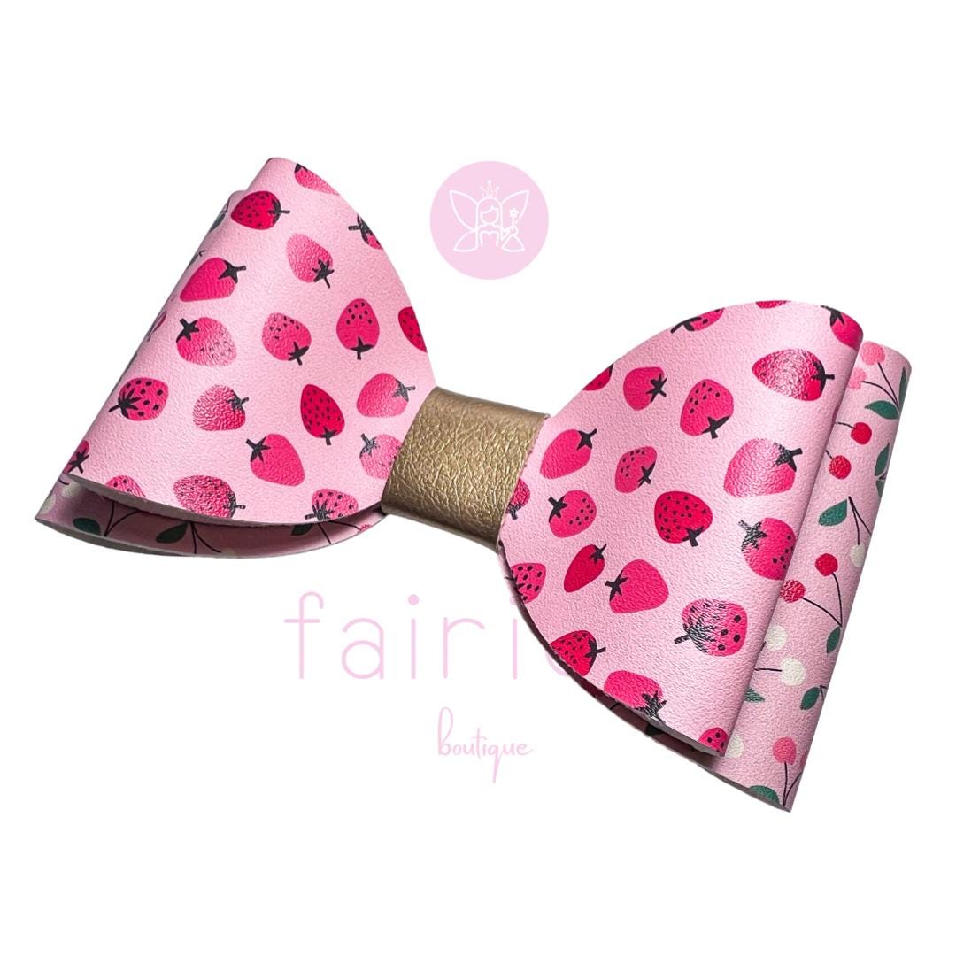 Strawberry/Cherries Vinyl Hair Bow
